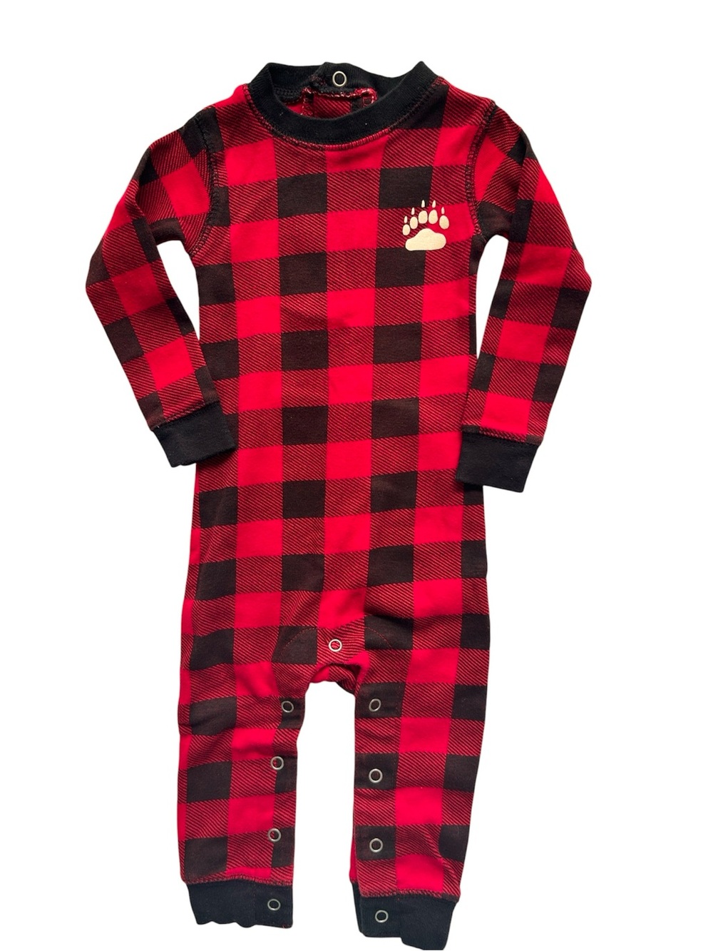 Lazy One Red Black Buffalo Plaid 100% Cotton Romper One Piece Boys Size 12 Month